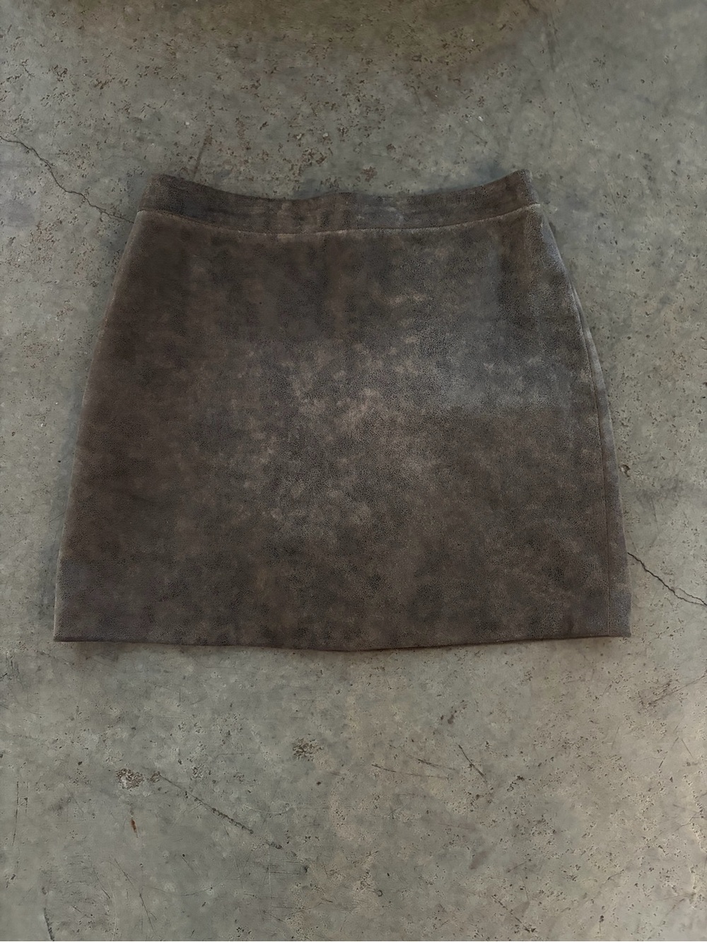 BCBG Distressed Leather Mini Skirt